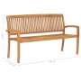 Stackable garden bench and cushion solid teak wood 159 cm by vidaXL, garden benches - Ref: Foro24-3063310, Price: 244,42 €, D...