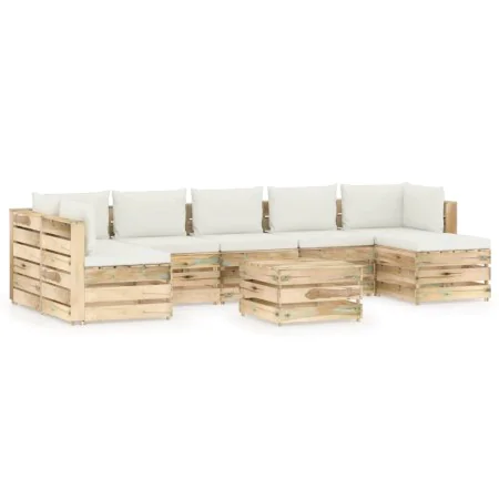 Gartenmöbel 8-teilig mit grün imprägnierten Holzkissen von vidaXL, Gartensets - Ref: Foro24-3074749, Preis: 842,47 €, Rabatt: %