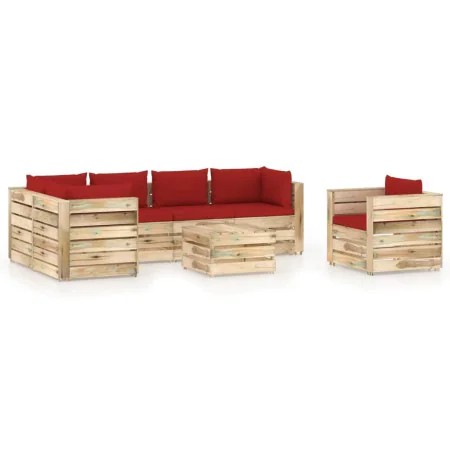 Garden furniture 7 pieces with green impregnated wood cushions by vidaXL, Garden sets - Ref: Foro24-3074873, Price: 751,66 €,...