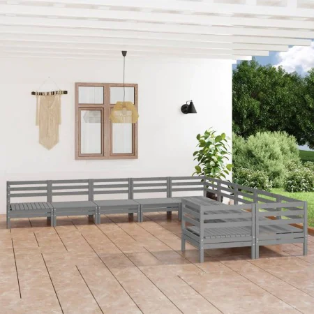 Garden furniture set 10 pieces solid gray pine wood by vidaXL, Garden sets - Ref: Foro24-3083276, Price: 488,57 €, Discount: %