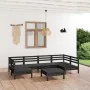 Garden furniture set 7 pieces solid black pine wood by vidaXL, Garden sets - Ref: Foro24-3083403, Price: 297,53 €, Discount: %