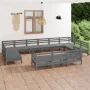 13-piece solid gray pine wood garden furniture set by vidaXL, Garden sets - Ref: Foro24-3083506, Price: 691,14 €, Discount: %