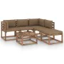 Garden furniture made of 6-piece pallets and impregnated wood cushions by vidaXL, Garden sets - Ref: Foro24-3067448, Price: 3...