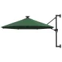 Wall umbrella with LEDs and metal pole 300 cm green by vidaXL, Umbrellas - Ref: Foro24-312523, Price: 114,32 €, Discount: %