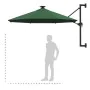 Wall umbrella with LEDs and metal pole 300 cm green by vidaXL, Umbrellas - Ref: Foro24-312523, Price: 114,32 €, Discount: %