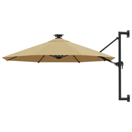 Wall umbrella with LEDs and metal pole 300 cm taupe by vidaXL, Umbrellas - Ref: Foro24-312525, Price: 117,99 €, Discount: %