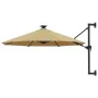 Wall umbrella with LEDs and metal pole 300 cm taupe by vidaXL, Umbrellas - Ref: Foro24-312525, Price: 117,99 €, Discount: %