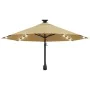 Wall umbrella with LEDs and metal pole 300 cm taupe by vidaXL, Umbrellas - Ref: Foro24-312525, Price: 117,99 €, Discount: %