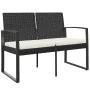 2-seater garden bench with black rattan look PP cushions by vidaXL, garden benches - Ref: Foro24-360209, Price: 108,34 €, Dis...