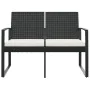 2-seater garden bench with black rattan look PP cushions by vidaXL, garden benches - Ref: Foro24-360209, Price: 108,34 €, Dis...