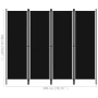 Divider screen with 4 panels black 200x180 cm by vidaXL, Room dividers - Ref: Foro24-320722, Price: 35,17 €, Discount: %