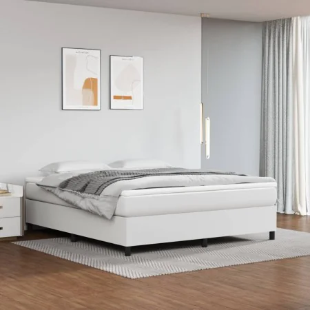 White synthetic leather bed frame 160x200 cm by vidaXL, Beds and slatted bases - Ref: Foro24-3121054, Price: 132,30 €, Discou...