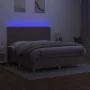 Boxspringbett mit Matratze und LED-Leuchten taupegrauer Stoff 160x200 cm von vidaXL, Betten und Lattenroste - Ref: Foro24-313...