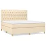 Box spring bed with cream fabric mattress 160x200 cm by vidaXL, Beds and slatted bases - Ref: Foro24-3142590, Price: 621,00 €...