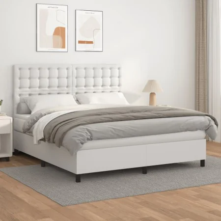 Boxspringbett mit weißer Kunstledermatratze 160x200 cm von vidaXL, Betten und Lattenroste - Ref: Foro24-3142852, Preis: 564,1...