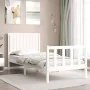 White solid wood bed frame with headboard 90x200 cm by vidaXL, Beds and slatted bases - Ref: Foro24-3192932, Price: 133,92 €,...