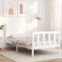 White solid wood bed frame with headboard 90x200 cm by vidaXL, Beds and slatted bases - Ref: Foro24-3192932, Price: 133,92 €,...