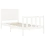 White solid wood bed frame with headboard 90x200 cm by vidaXL, Beds and slatted bases - Ref: Foro24-3192932, Price: 133,92 €,...