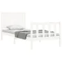 White solid wood bed frame with headboard by vidaXL, Beds and slatted bases - Ref: Foro24-3192912, Price: 136,79 €, Discount: %