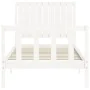 White solid wood bed frame with headboard by vidaXL, Beds and slatted bases - Ref: Foro24-3192912, Price: 136,79 €, Discount: %