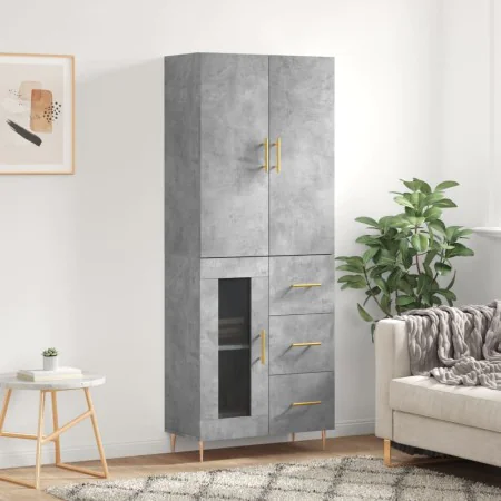 Concrete gray plywood tall sideboard 69.5x34x180 cm by vidaXL, Sideboards - Ref: Foro24-3195951, Price: 167,27 €, Discount: %