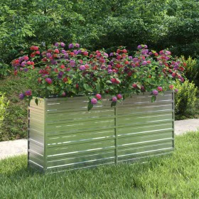 Silver galvanized steel flowerbed 160x40x77 cm by vidaXL, Pots and planters - Ref: Foro24-316894, Price: 58,29 €, Discount: %