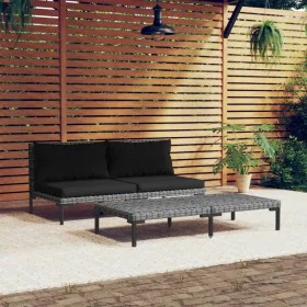 Gartenmöbel 3 Stück halbrund synthetisches Rattan dunkelgrau von vidaXL, Modulare Sofas für den Außenbereich - Ref: Foro24-31...