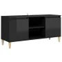 TV cabinet black pine wood legs with gloss 103.5x35x50 cm by vidaXL, TV Furniture - Ref: Foro24-805966, Price: 60,08 €, Disco...