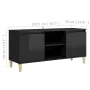 TV cabinet black pine wood legs with gloss 103.5x35x50 cm by vidaXL, TV Furniture - Ref: Foro24-805966, Price: 60,08 €, Disco...