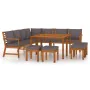 Garden dining set with cushions 11 pieces solid acacia wood by vidaXL, Garden sets - Ref: Foro24-3154973, Price: 958,59 €, Di...