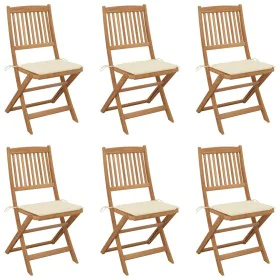 6 pcs folding garden chairs and solid acacia wood cushions by vidaXL, Garden chairs - Ref: Foro24-3074996, Price: 320,61 €, D...