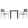 Garden dining set 3 pieces synthetic rattan steel gray black by vidaXL, Garden sets - Ref: Foro24-3203296, Price: 167,10 €, D...