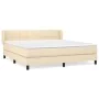 Box spring bed with cream fabric mattress 160x200 cm by vidaXL, Beds and slatted bases - Ref: Foro24-3126258, Price: 528,29 €...