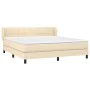 Box spring bed with cream fabric mattress 160x200 cm by vidaXL, Beds and slatted bases - Ref: Foro24-3126258, Price: 528,29 €...