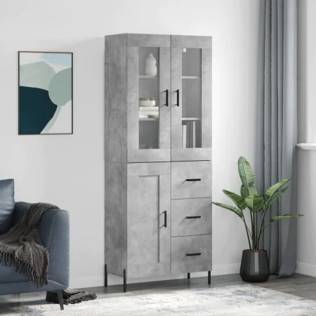 Concrete gray plywood tall sideboard 69.5x34x180 cm by vidaXL, Sideboards - Ref: Foro24-3198669, Price: 187,84 €, Discount: %