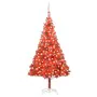 Árbol de Navidad preiluminado con luces y bolas rojo 210 cm de vidaXL, Arboles de navidad - Ref: Foro24-3077601, Precio: 81,7...