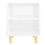 Bedside tables with wooden legs 2 units glossy white 40x30x50 cm by vidaXL, Nightstands - Ref: Foro24-805792, Price: 51,32 €,...